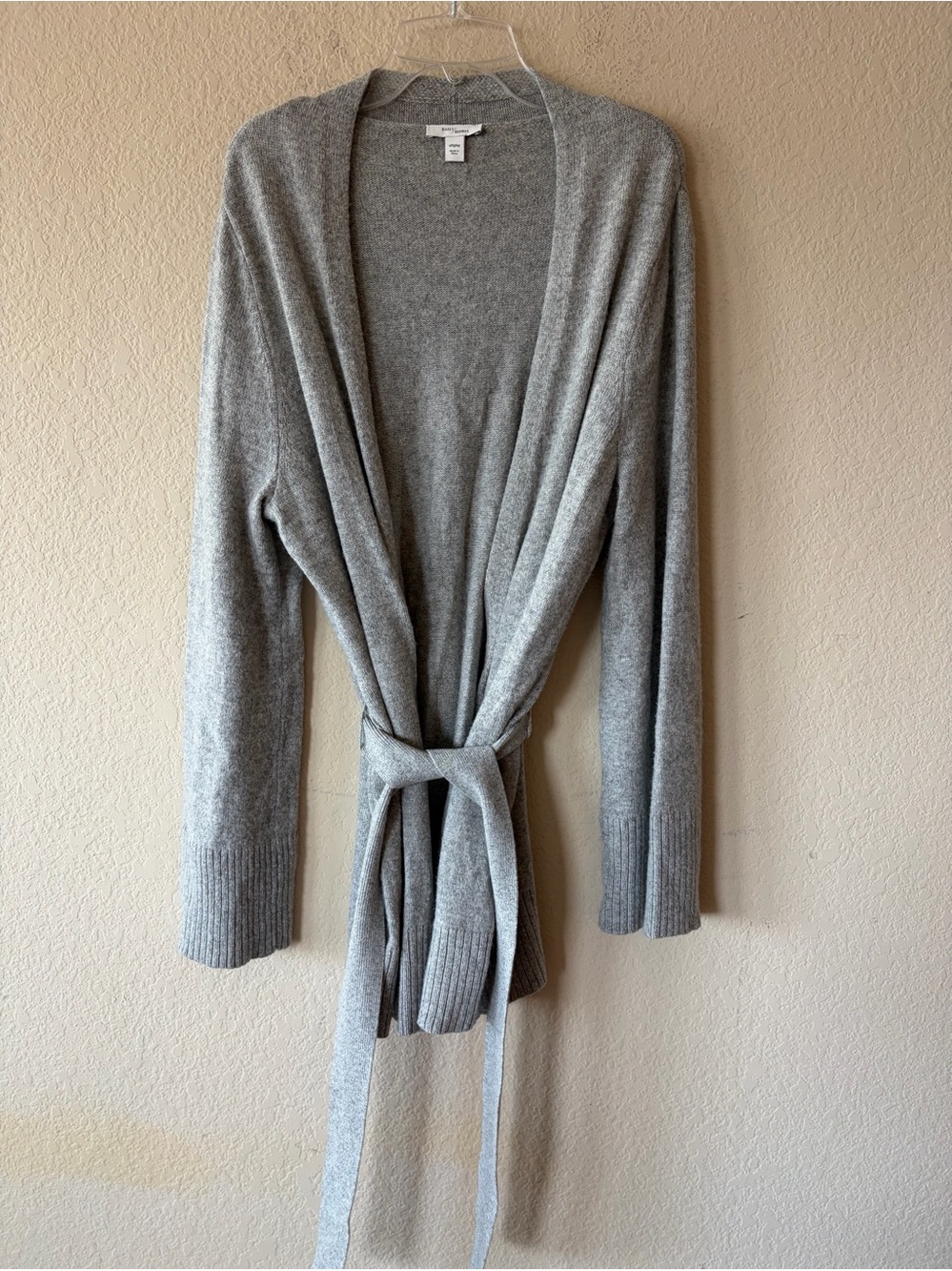 Daily Ritual Wool Blend Long-Line Open-Front Cardigan Sweater Grey XL